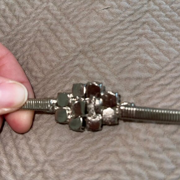 Womens Belt Size 27 Silver Stretch Tone Rhinestone Buckle main image 7